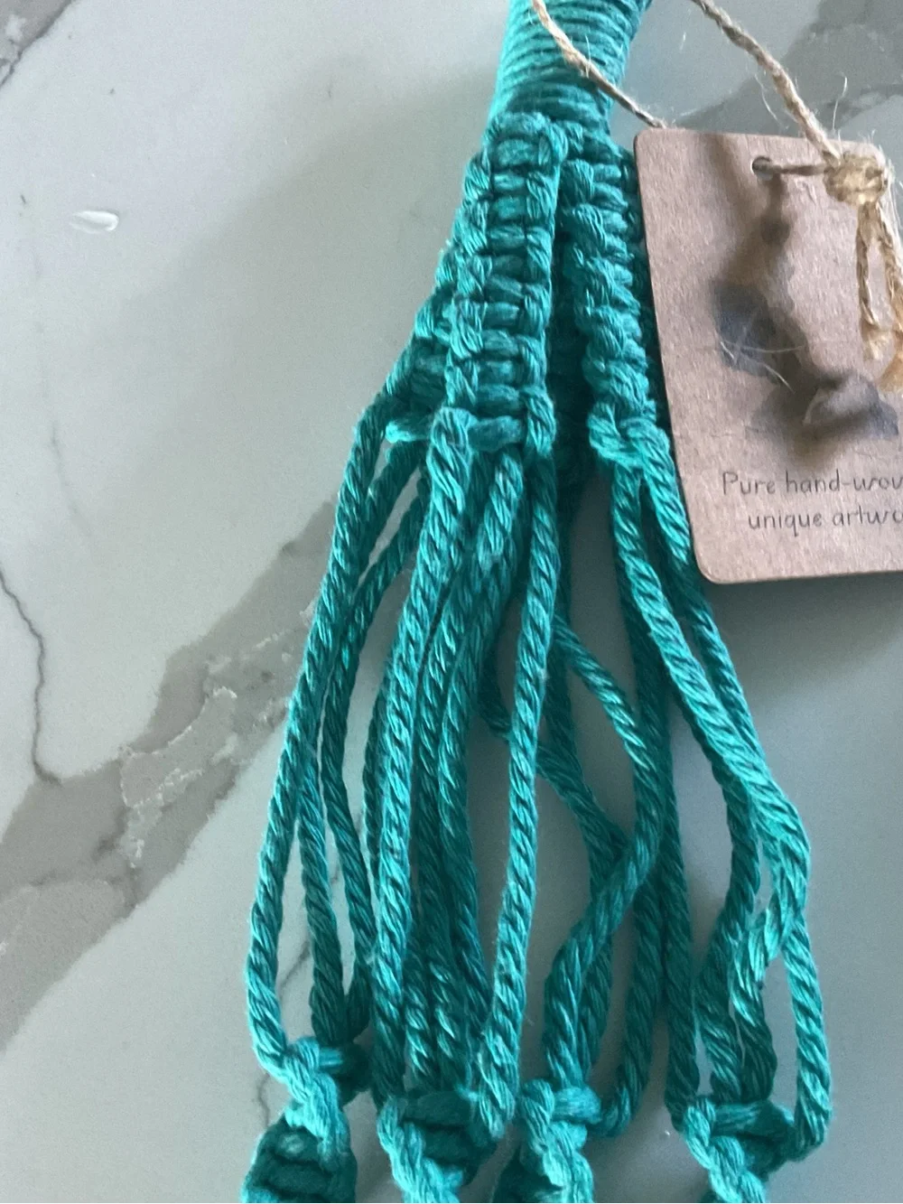 2 Lake Blue Macramé Hanging Plant Holder - Bohemian Home Accent